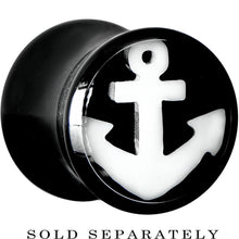 Load image into Gallery viewer, 0G Black Acrylic Drop the White Anchor Saddle Plug
