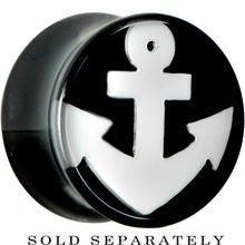 Load image into Gallery viewer, 9/16 Black Acrylic Drop the White Anchor Saddle Plug
