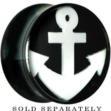 Load image into Gallery viewer, 18mm Black Acrylic Drop the White Anchor Saddle Plug
