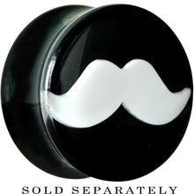 Load image into Gallery viewer, 18mm Black Acrylic White Mustache Saddle Plug
