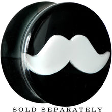 Load image into Gallery viewer, 20mm Black Acrylic White Mustache Saddle Plug

