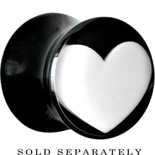 Load image into Gallery viewer, 00G Black Acrylic White Heart Saddle Plug
