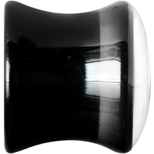 Load image into Gallery viewer, 00G Black Acrylic White Heart Saddle Plug
