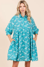 Load image into Gallery viewer, Zebra Print Button-Down Shirt Mini Dress For Women – Bold and Fashion-Forward with Tiered Detail
