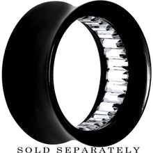 Load image into Gallery viewer, Black Acrylic Clear Gem Inlay Saddle Tunnel Plug 0G to 1 Inch
