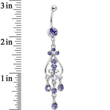 Load image into Gallery viewer, Purple Gem Liquid Drops Chandelier Belly Ring
