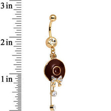 Load image into Gallery viewer, Clear Gem Gold Anodized Hold Your Hat Bright Bow Dangle Belly Ring
