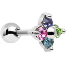 Load image into Gallery viewer, 16G 1/4 Quad Multicolor Gem Cartilage Tragus Barbell Earring
