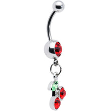 Load image into Gallery viewer, Ruby Red DANGLING CHERRY Belly Ring
