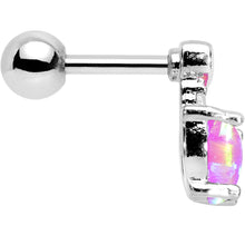 Load image into Gallery viewer, Pink Synthetic Opal Suspended Heart Tragus Cartilage Earring
