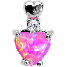 Load image into Gallery viewer, Pink Synthetic Opal Suspended Heart Tragus Cartilage Earring
