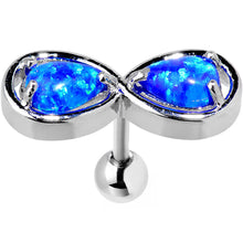Load image into Gallery viewer, Stainless Steel Blue Faux Opal Infinity Tragus Cartilage Earring
