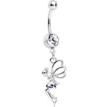 Load image into Gallery viewer, Clear Gem Hovering Fairy Dangle Belly Ring
