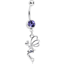 Load image into Gallery viewer, Purple Gem Hovering Fairy Dangle Belly Ring
