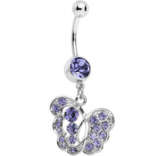 Load image into Gallery viewer, Purple Gem Fancy Butterfly Dangle Belly Ring
