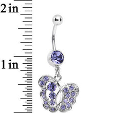 Load image into Gallery viewer, Purple Gem Fancy Butterfly Dangle Belly Ring
