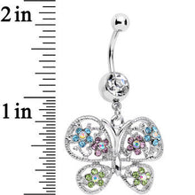 Load image into Gallery viewer, Multicolored Gem Butterfly Dangle Belly Ring
