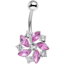 Load image into Gallery viewer, Clear Pink Gem Love Me Not Elegant Flower Belly Ring
