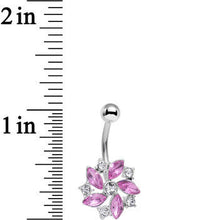 Load image into Gallery viewer, Clear Pink Gem Love Me Not Elegant Flower Belly Ring
