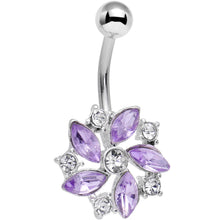 Load image into Gallery viewer, Clear Purple Gem Love Me Not Elegant Flower Belly Ring

