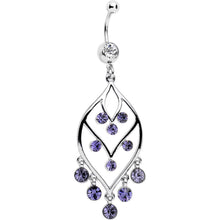 Load image into Gallery viewer, Purple Gem Victorian Chandelier Dangle Belly Ring
