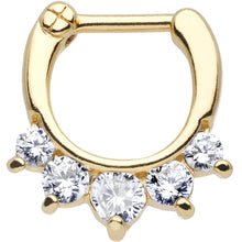 Load image into Gallery viewer, 16G Gold Plated Golden Penta Clear Gem Septum Clicker
