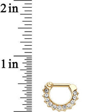 Load image into Gallery viewer, 14G Gold Plated Golden Royal Parade Clear Gem Septum Clicker
