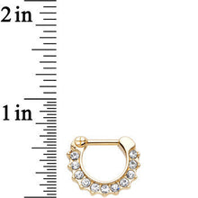 Load image into Gallery viewer, 16G Gold Plated Golden Royal Parade Clear Gem Septum Clicker
