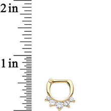 Load image into Gallery viewer, 14G Gold Plated Golden Penta Clear Gem Septum Clicker
