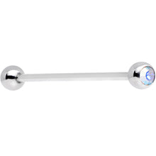 Load image into Gallery viewer, Aurora Double Gem Stainless Steel Industrial Barbell 38mm
