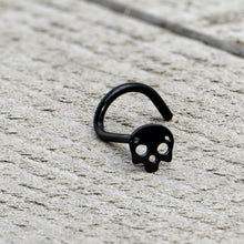 Load image into Gallery viewer, Black Anodized Titanium Skull Nose Ring
