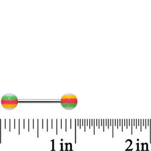 Load image into Gallery viewer, 14G Stainless Steel Green Pink Yellow Ball Barbell Tongue Ring
