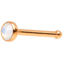 Load image into Gallery viewer, Rose Gold IP 2mm White Imitation Opalite Stone Nose Bone
