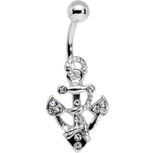 Load image into Gallery viewer, Clear Gem Caravelle Anchor Belly Ring
