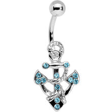 Load image into Gallery viewer, Aqua Gem Caravelle Anchor Belly Ring
