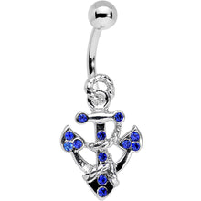 Load image into Gallery viewer, Blue Gem Caravelle Anchor Belly Ring
