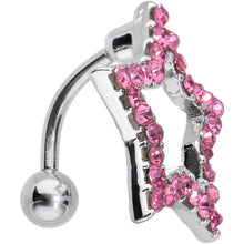Load image into Gallery viewer, Pink Cubic Zirconia Hollow Star Top Mount Belly Ring
