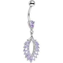 Load image into Gallery viewer, Lilac CZ Gem Light as a Feather Dangle Belly Ring
