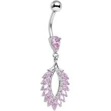 Load image into Gallery viewer, Pink CZ Gem Light as a Feather Dangle Belly Ring
