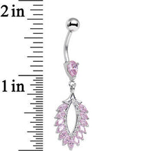Load image into Gallery viewer, Pink CZ Gem Light as a Feather Dangle Belly Ring
