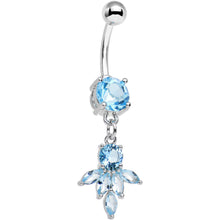 Load image into Gallery viewer, Blue CZ Gem Blooming Dangle Belly Ring
