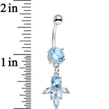 Load image into Gallery viewer, Blue CZ Gem Blooming Dangle Belly Ring

