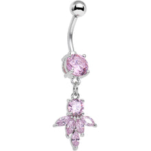 Load image into Gallery viewer, Pink CZ Gem Blooming Dangle Belly Ring
