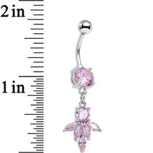 Load image into Gallery viewer, Pink CZ Gem Blooming Dangle Belly Ring
