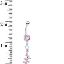 Load image into Gallery viewer, Pink CZ Gem Straight From the Heart Dangle Belly Ring
