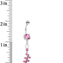 Load image into Gallery viewer, Pink CZ Gem Straight From the Heart Dangle Belly Ring

