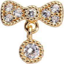 Load image into Gallery viewer, 16G Gold Anodized Stainless Steel CZ Bow Tragus Earring
