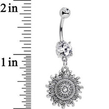 Load image into Gallery viewer, Clear Gem Mandala Flower Dangle Belly Ring
