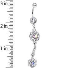 Load image into Gallery viewer, Clear Gem Double Trouble Flower Dangle Belly Ring

