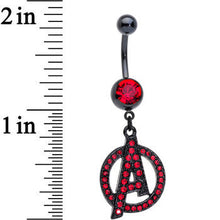 Load image into Gallery viewer, Officially Licensed Red CZ Avengers Logo Charm Dangle Belly Ring
